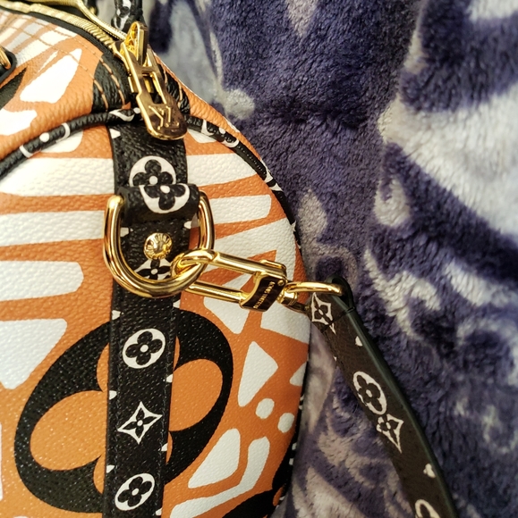 LOUIS VUITTON Crafty Speedy 25 Bandoulière Caramel Black Giant Monogram Bag New - Picture 9 of 17